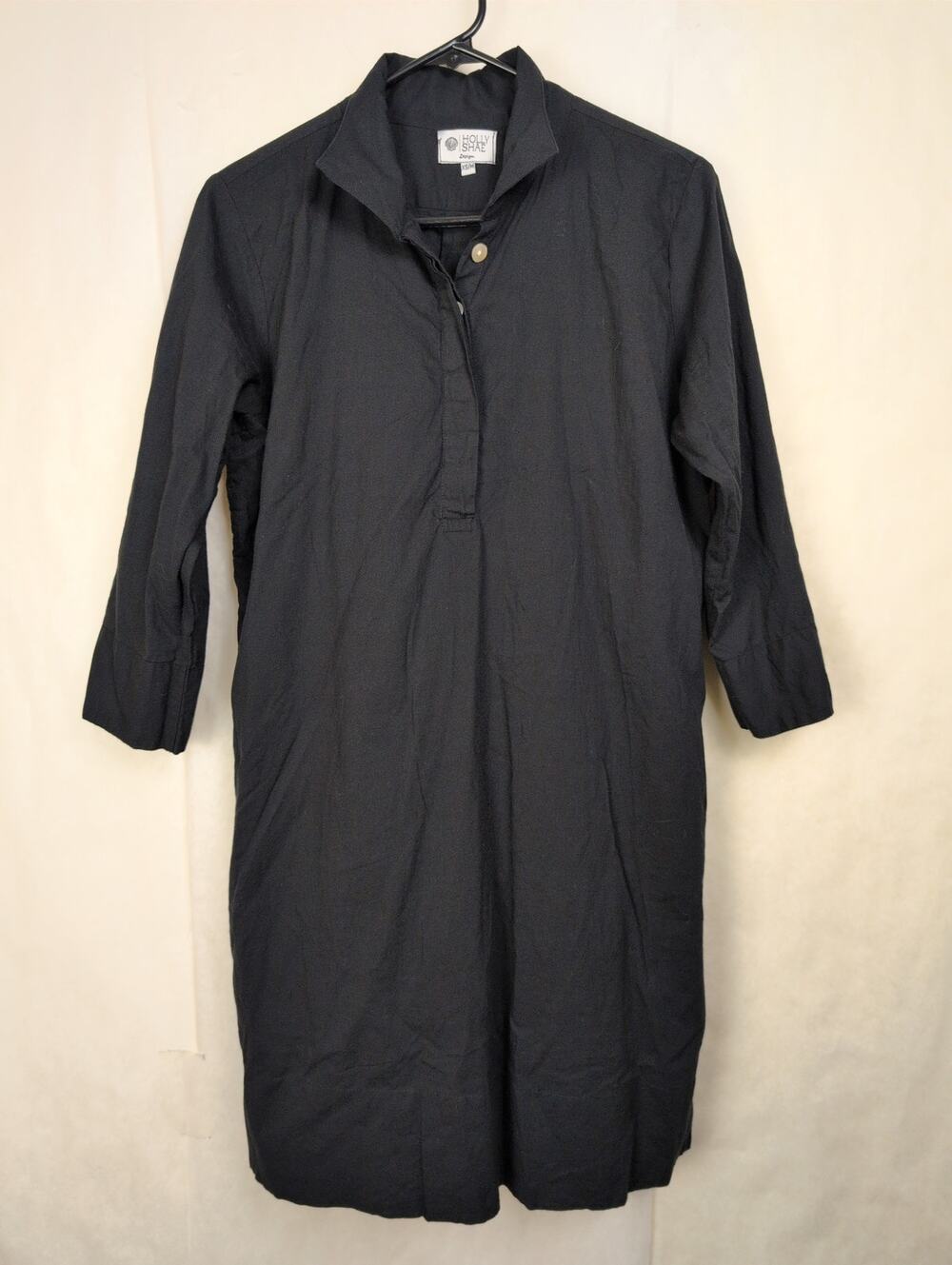 Holly Shae black cotton gauze shirt dress Size XS/Med Minimal Coastal Resort